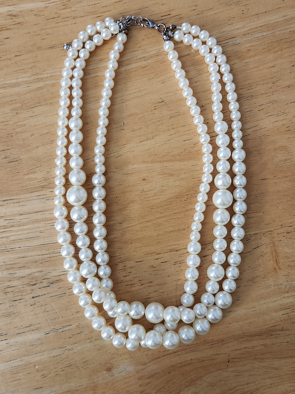 Classic Three-Strand Pearl Necklace - White